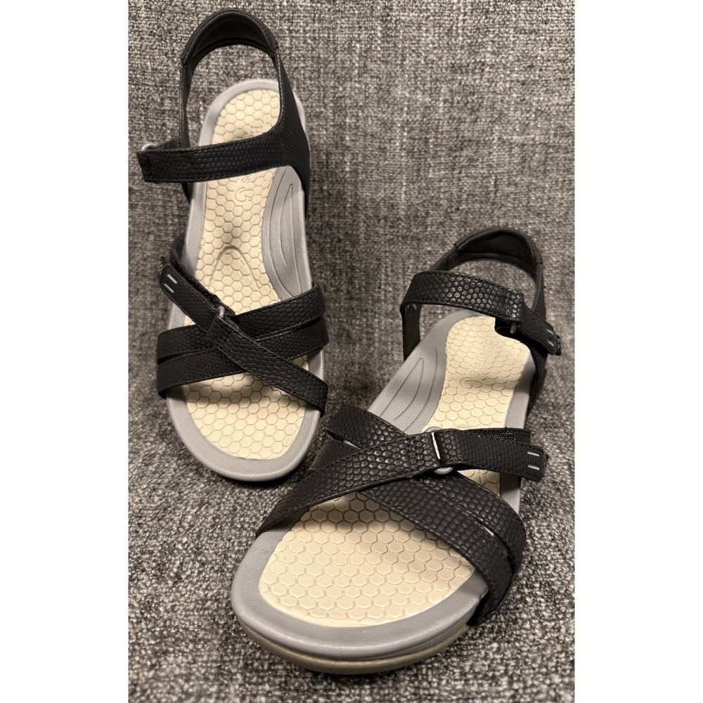 Baretraps Danny Women 8M Black Sport Sandals Rebound Comfort Walking Shoes NIB
